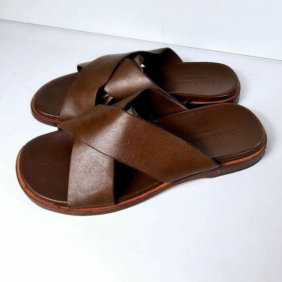 Cole Haan Mens Brown Leather Nantucket Cross Steap Sandals Size 7 w/Box! main image 9